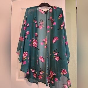 Torrid Green Floral Sheer Kimono
